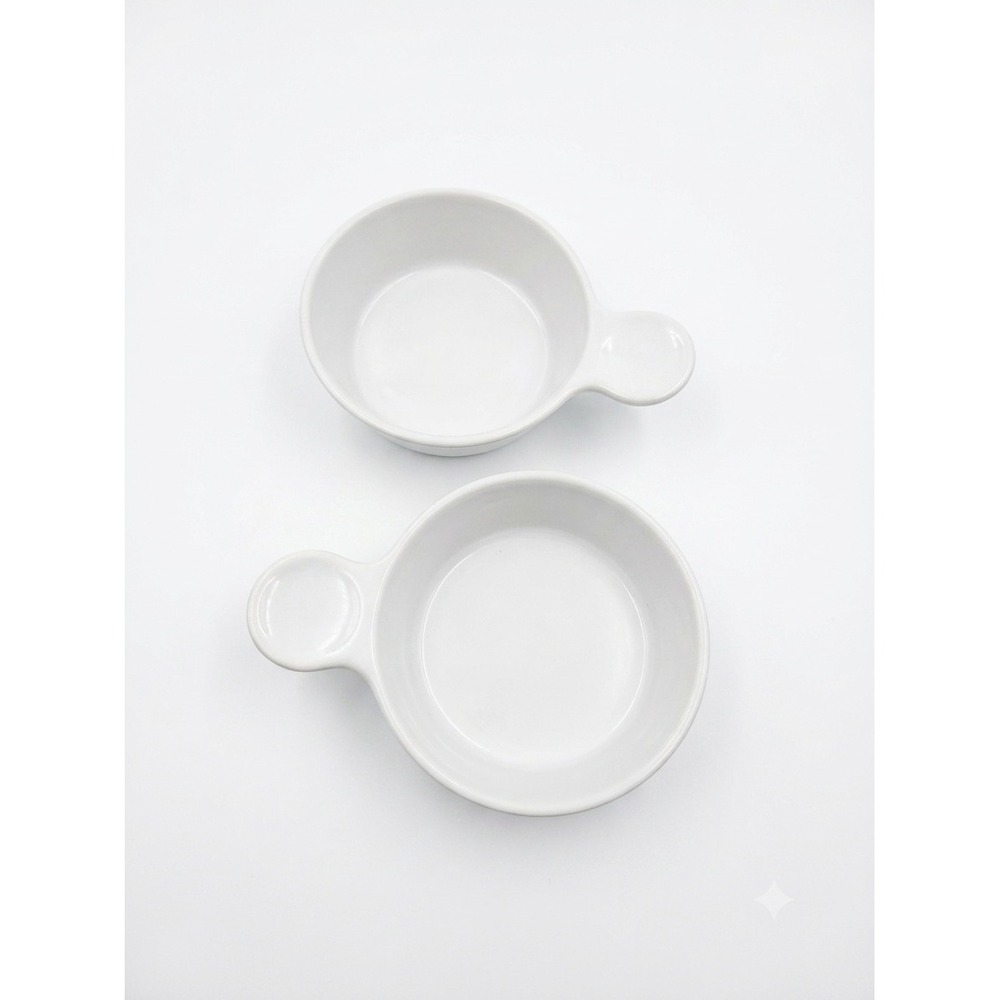 Mount Clemens Pottery Side Handle Bowls Cream Ceramic Made in England Set of 2
